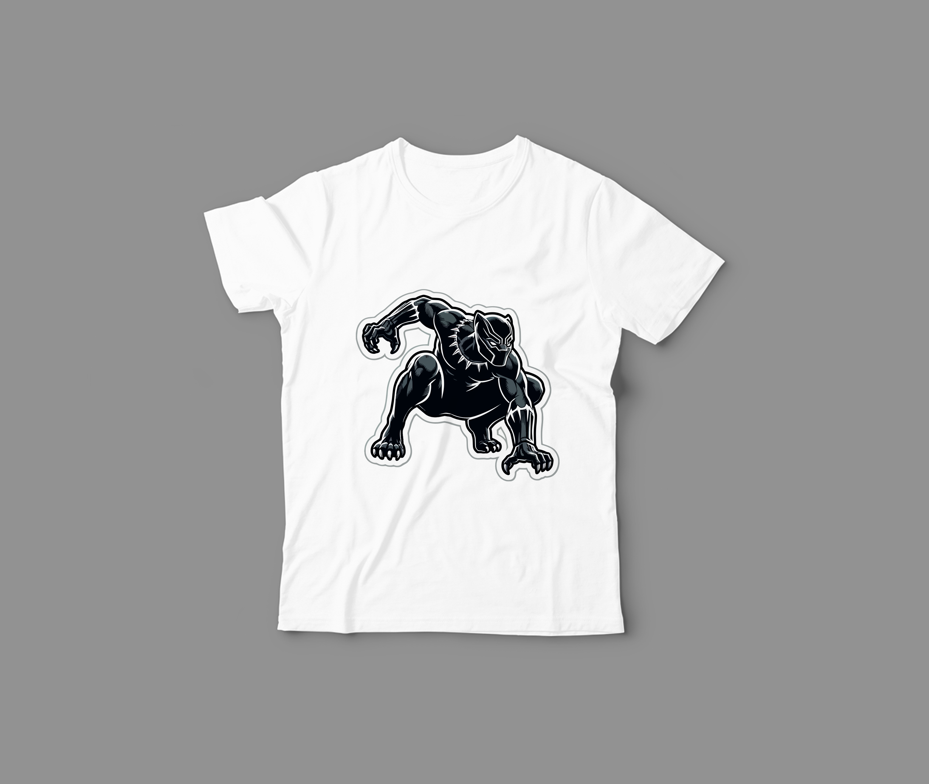 White t-shirt with black panther graphic